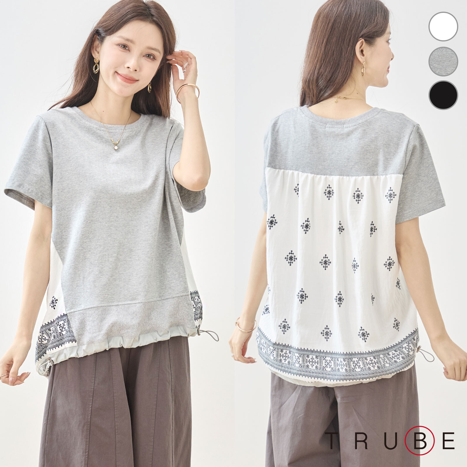 【2026新作】【M～L】エスニック切替バックデザイントップス(N12-1145)(1号店) FM1